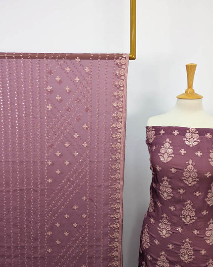 Embroidered Shamoz Silk 3pc Unstitched