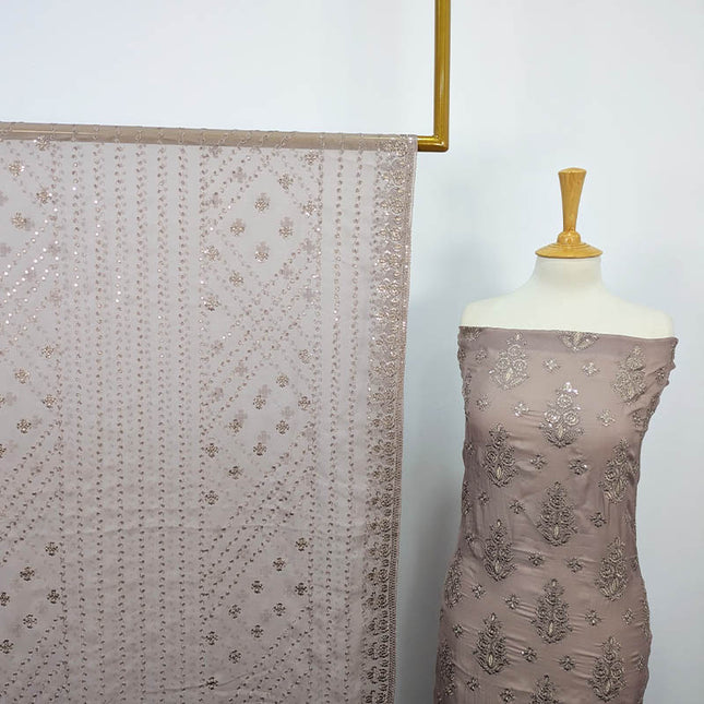 Embroidered Shamoz Silk 3pc Unstitched