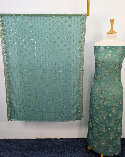Embroidered Shamoz Silk 3pc Unstitched