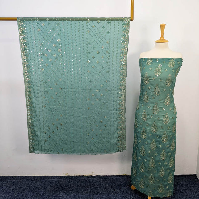 Embroidered Shamoz Silk 3pc Unstitched