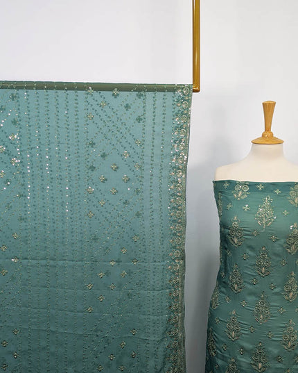 Embroidered Shamoz Silk 3pc Unstitched