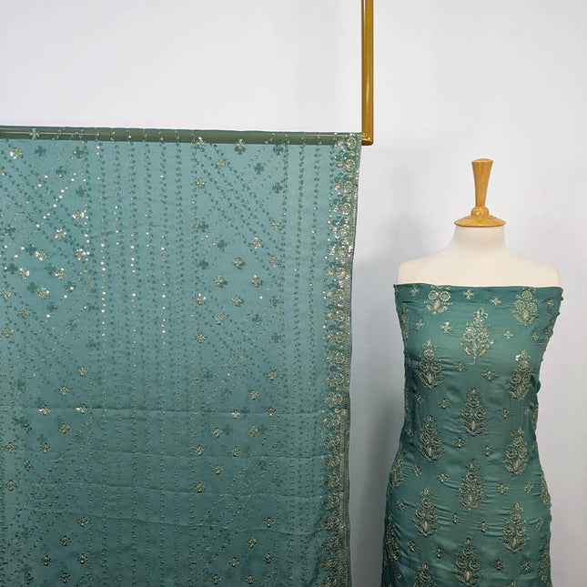 Embroidered Shamoz Silk 3pc Unstitched