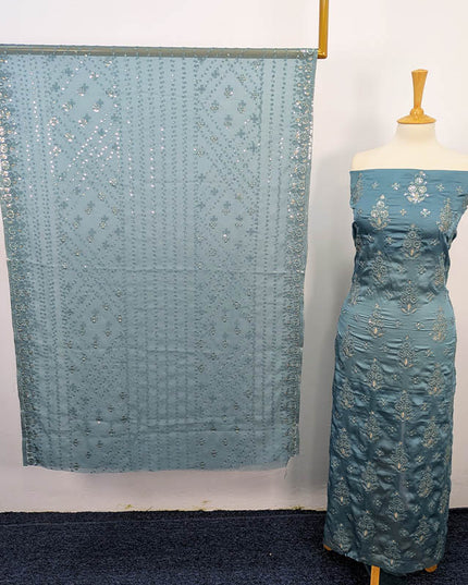 Embroidered Shamoz Silk 3pc Unstitched