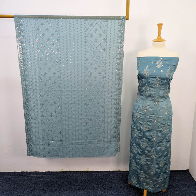 Embroidered Shamoz Silk 3pc Unstitched