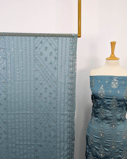 Embroidered Shamoz Silk 3pc Unstitched