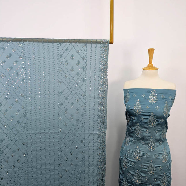 Embroidered Shamoz Silk 3pc Unstitched