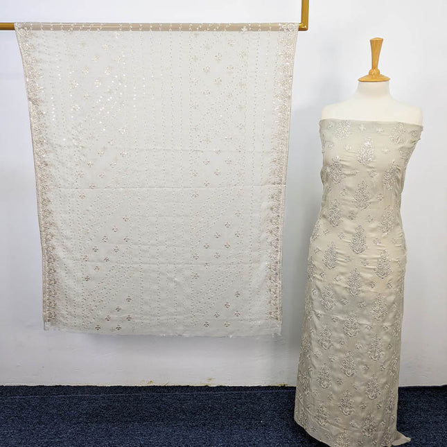 Embroidered Shamoz Silk 3pc Unstitched