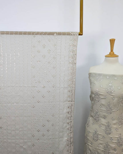 Embroidered Shamoz Silk 3pc Unstitched