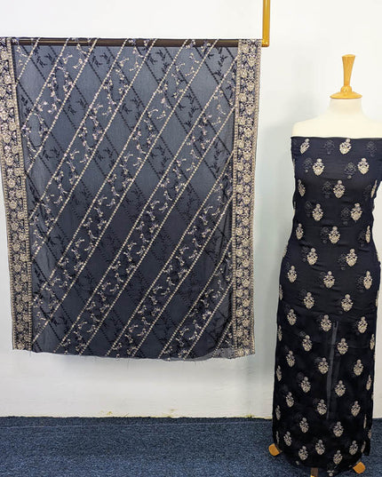 Unstitched Chiffon Embroidered Dress – 2PC Set | Apka Libas
