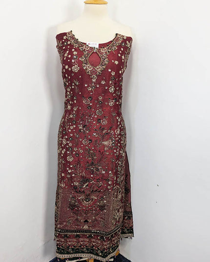 Embroidered Crinkle Silk Semi Stitched 3pc