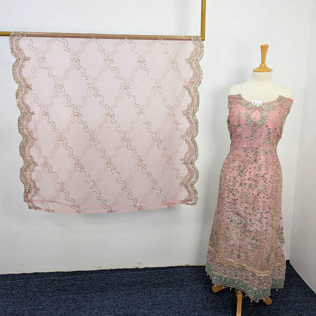 Embroidered Crinkle Silk Semi Stitched 3pc
