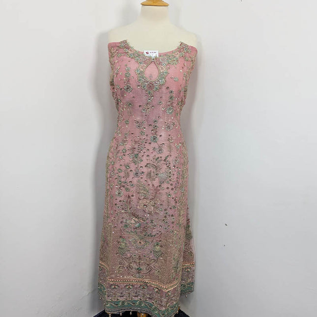 Embroidered Crinkle Silk Semi Stitched 3pc