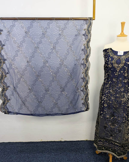 Embroidered Crinkle Silk Semi Stitched 3pc