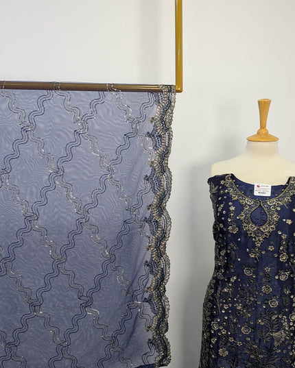 Embroidered Crinkle Silk Semi Stitched 3pc