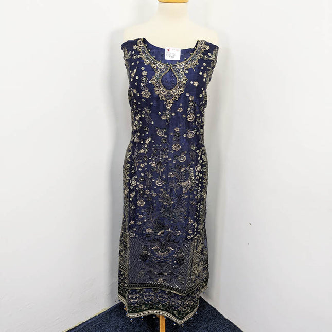 Embroidered Crinkle Silk Semi Stitched 3pc