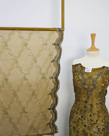 Embroidered Crinkle Silk Semi Stitched 3pc
