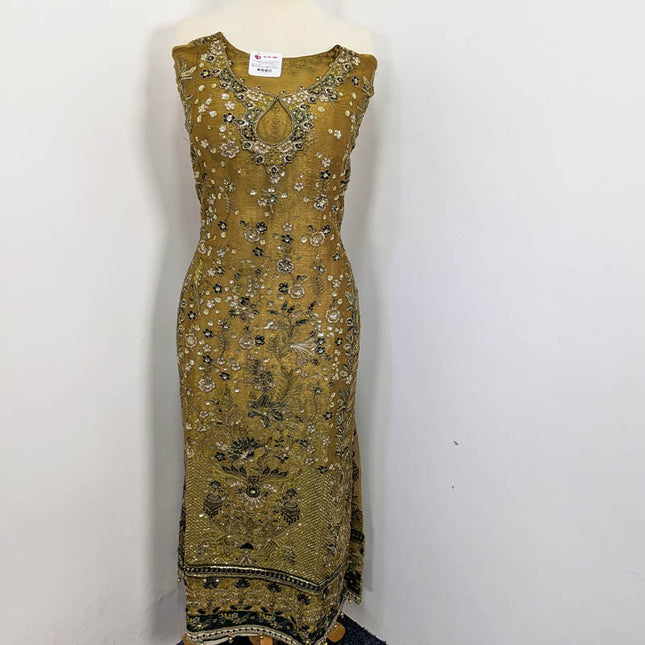 Embroidered Crinkle Silk Semi Stitched 3pc