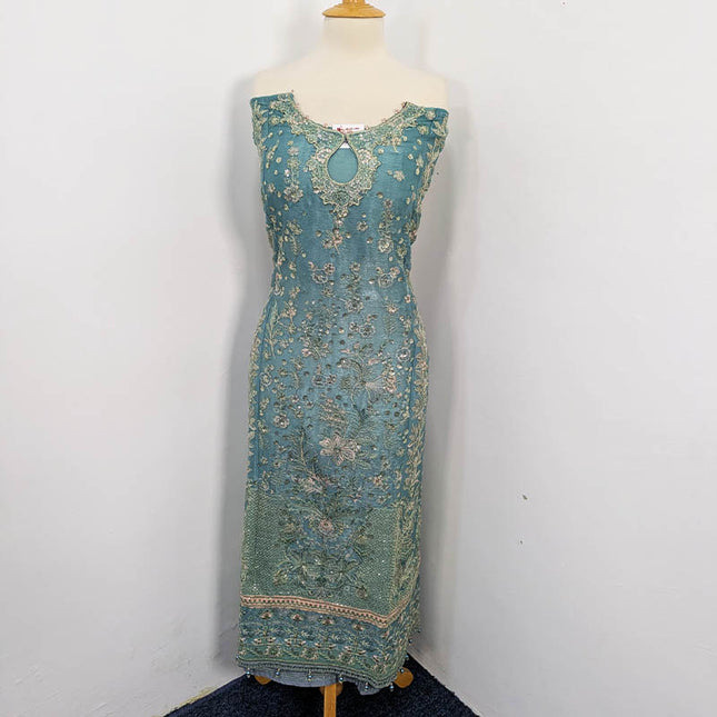 Embroidered Crinkle Silk Semi Stitched 3pc