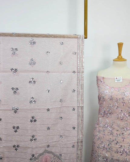 Embroidered Khaadi Net 3pc Semi Stitched