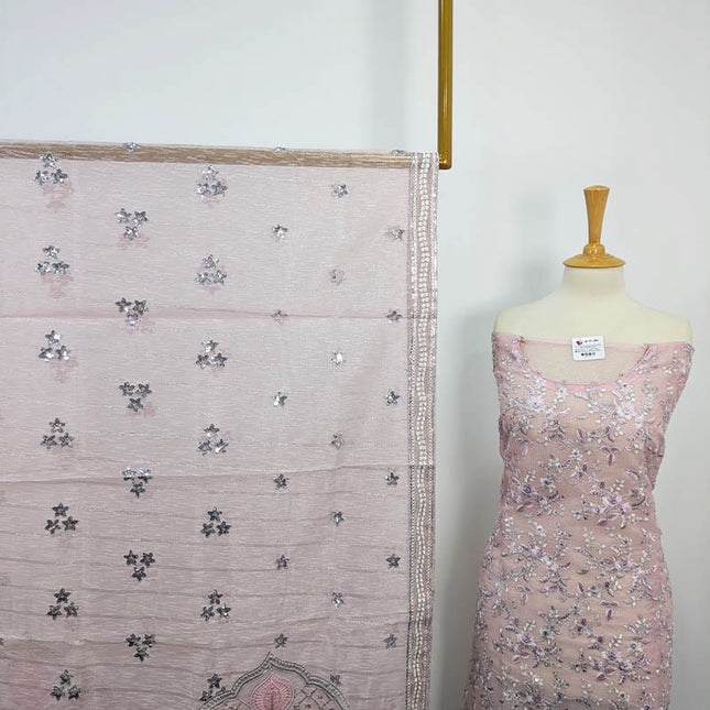 Embroidered Khaadi Net 3pc Semi Stitched