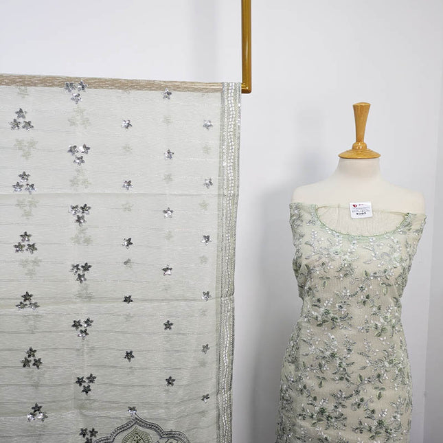 Embroidered Khaadi Net 3pc Semi Stitched