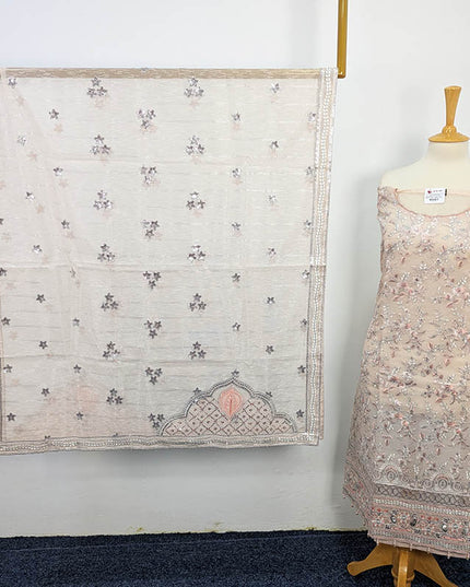 Embroidered Khaadi Net 3pc Semi Stitched