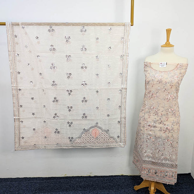 Embroidered Khaadi Net 3pc Semi Stitched