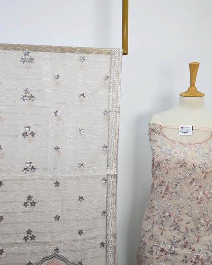 Embroidered Khaadi Net 3pc Semi Stitched
