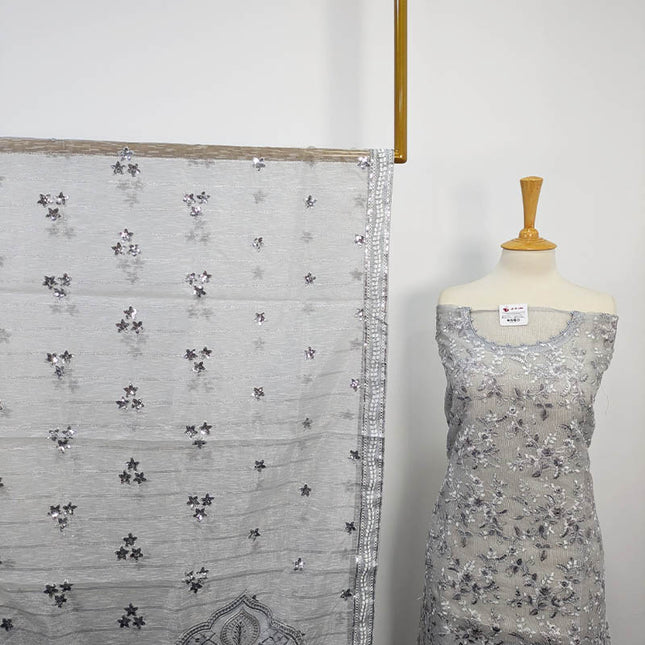 Embroidered Khaadi Net 3pc Semi Stitched