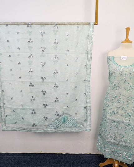 Elegant Semi‑Stitched 3PC Suit in Khaadi Net Fabric