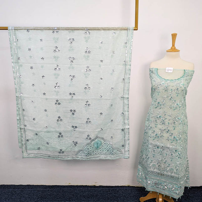 Elegant Semi‑Stitched 3PC Suit in Khaadi Net Fabric