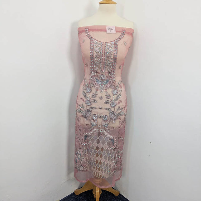 Hand Embellishment Organza With Clutch 3pc