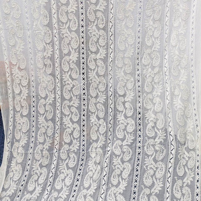 Handmade Pure China Crinkle Tarkashi + Shadow Work Dupatta