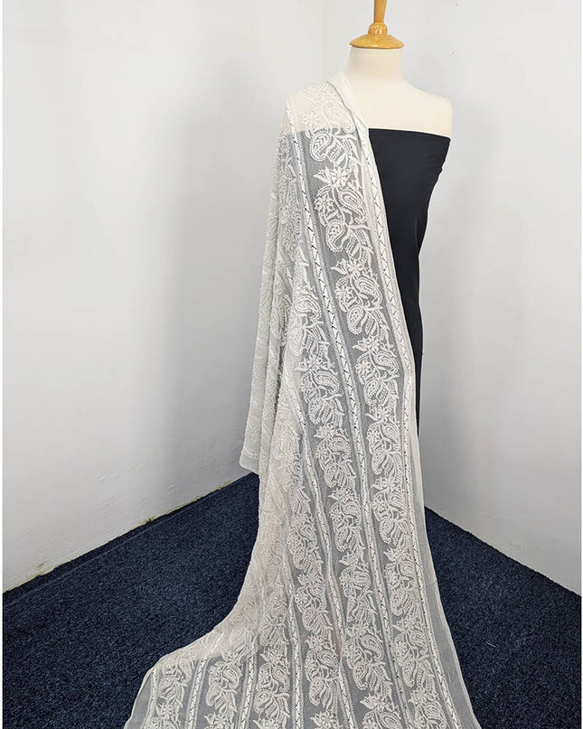 Handmade Pure China Crinkle Tarkashi + Shadow Work Dupatta