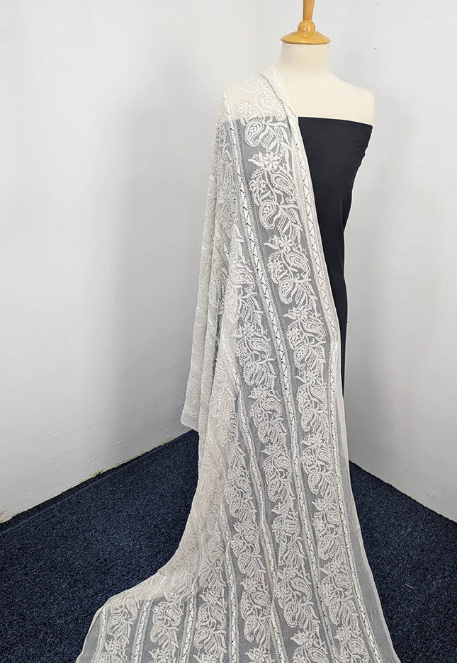 Handmade Pure China Crinkle Tarkashi + Shadow Work Dupatta