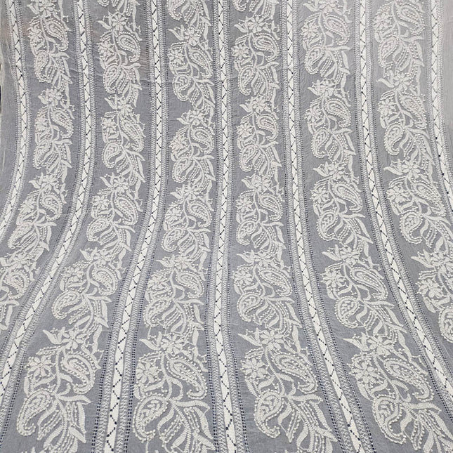 Handmade Pure China Crinkle Tarkashi + Shadow Work Dupatta