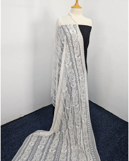 Handmade Pure China Crinkle Tarkashi + Shadow Work Dupatta