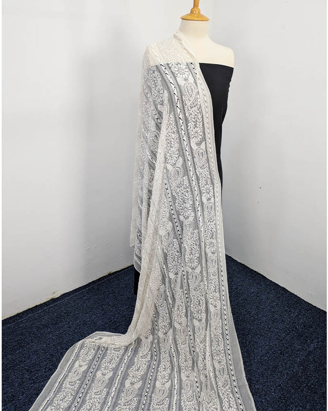 Handmade Pure China Crinkle Tarkashi + Shadow Work Dupatta
