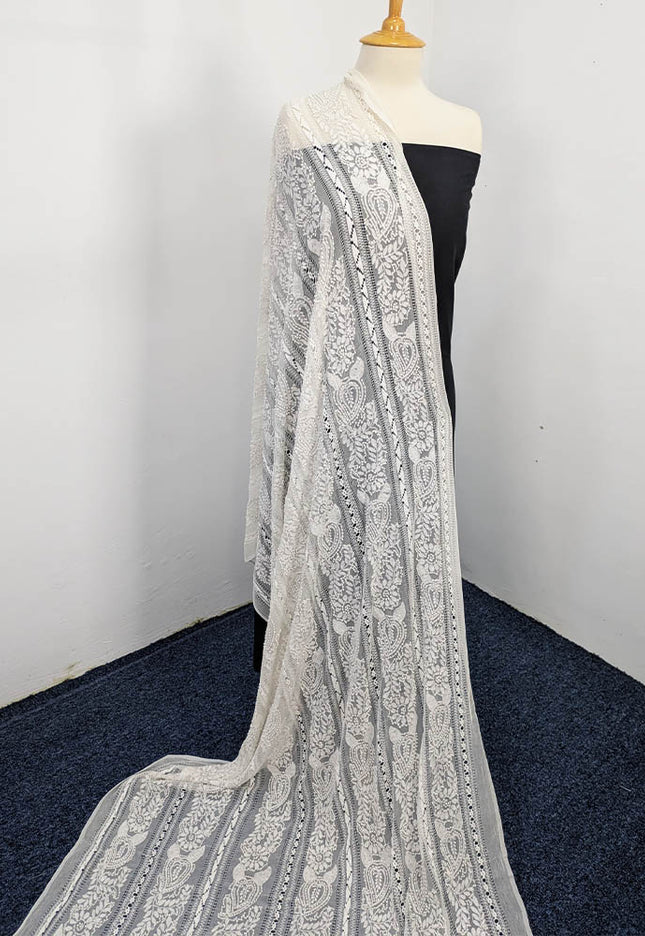 Handmade Pure China Crinkle Tarkashi + Shadow Work Dupatta