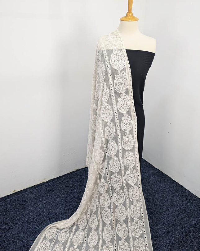 Handmade Pure China Crinkle Tarkashi + Shadow Work Dupatta