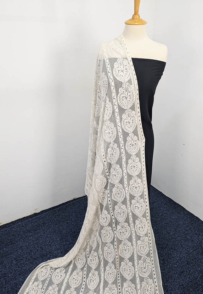 Handmade Pure China Crinkle Tarkashi + Shadow Work Dupatta