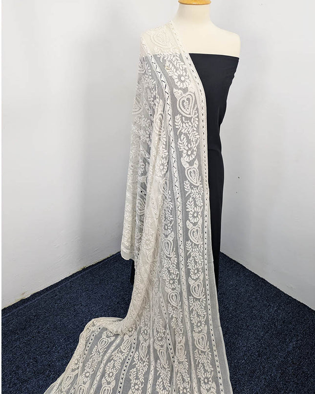 Handmade Pure China Crinkle Tarkashi + Shadow Work Dupatta