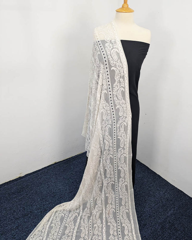 Handmade Pure China Crinkle Tarkashi + Shadow Work Dupatta