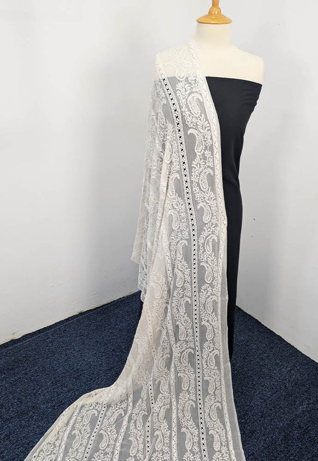Handmade Pure China Crinkle Tarkashi + Shadow Work Dupatta