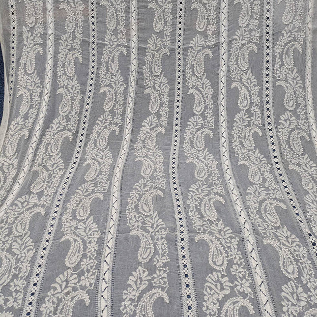 Handmade Pure China Crinkle Tarkashi + Shadow Work Dupatta