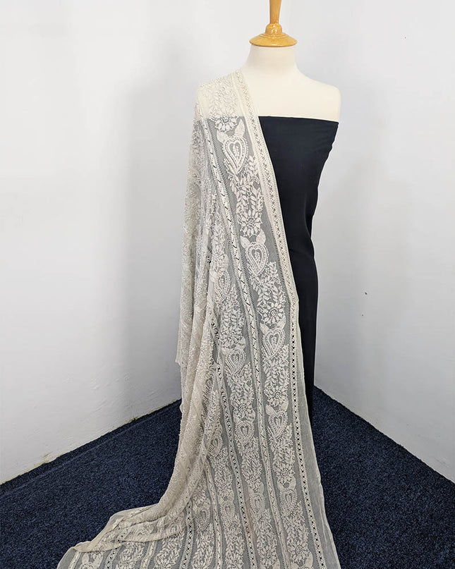 Handmade Pure China Crinkle Tarkashi + Shadow Work Dupatta