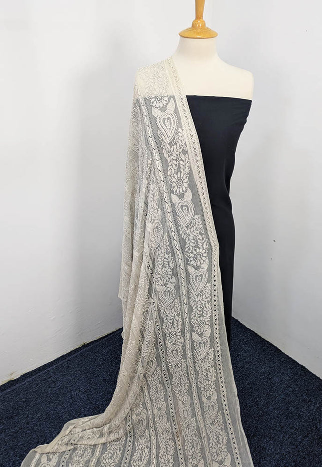 Handmade Pure China Crinkle Tarkashi + Shadow Work Dupatta