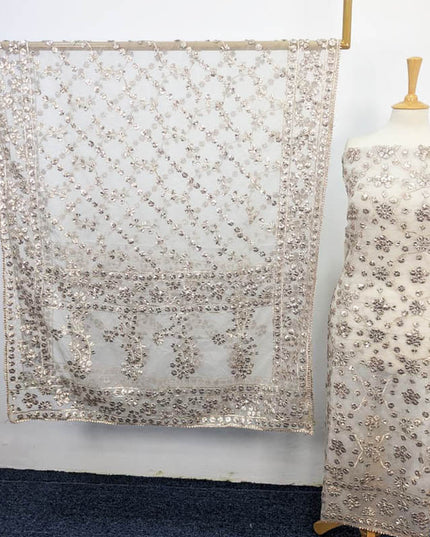 Handmade Dyeable Organza Full Jaal Gotta Work 2PC Unstitched