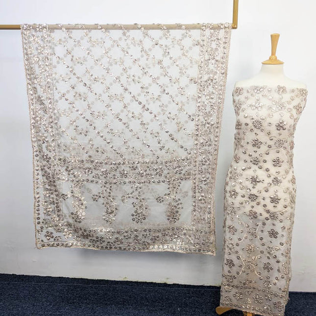 Handmade Dyeable Organza Full Jaal Gotta Work 2PC Unstitched