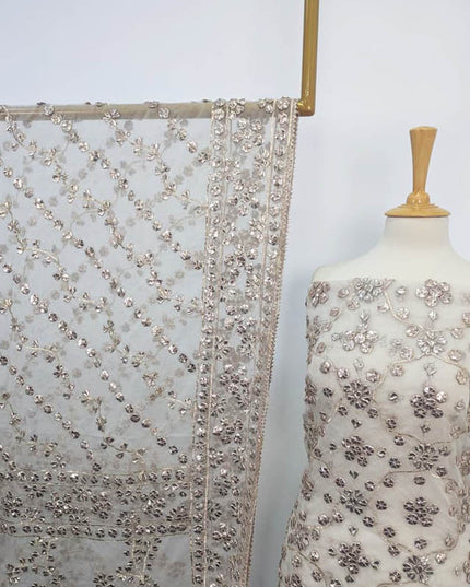 Handmade Dyeable Organza Full Jaal Gotta Work 2PC Unstitched